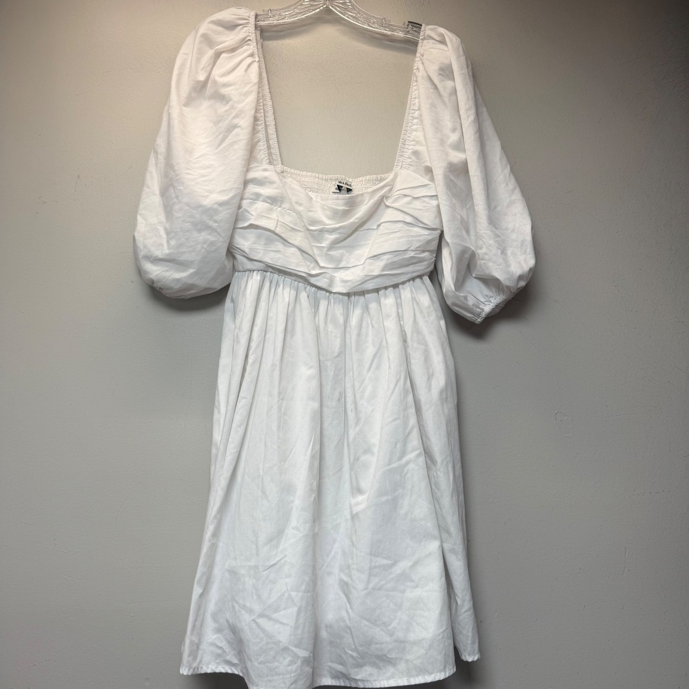 Abercrombie & Fitch Puff Sleeve‎ Dress Womens ST White Good Smocked Cottagecore